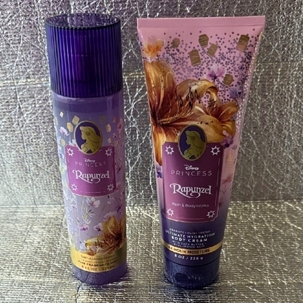 Bath & Body Works Rapunzel Purple & Pink Body Mist and Cream Set
